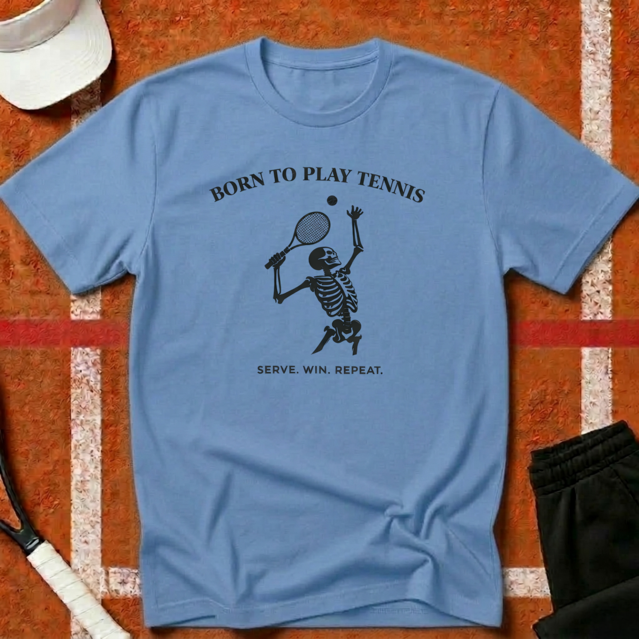Serve Win Repeat Tennis T-Shirt | Funny Tennis T-Shirt | Unforced Club