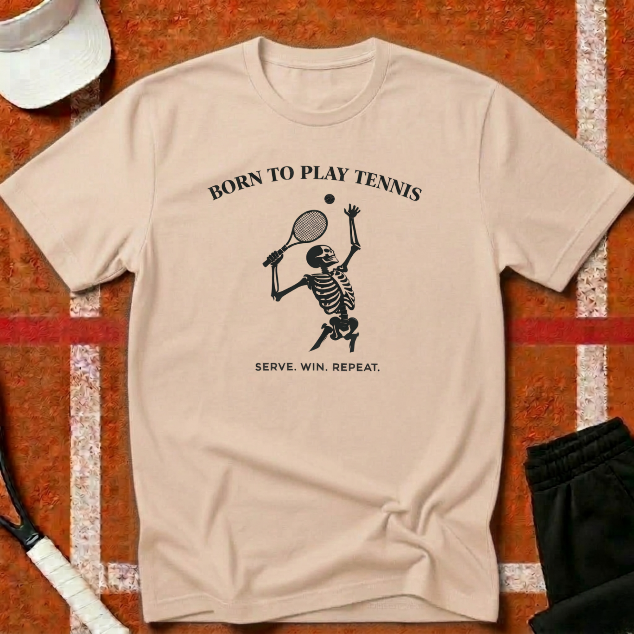 Serve Win Repeat Tennis T-Shirt | Funny Tennis T-Shirt | Unforced Club